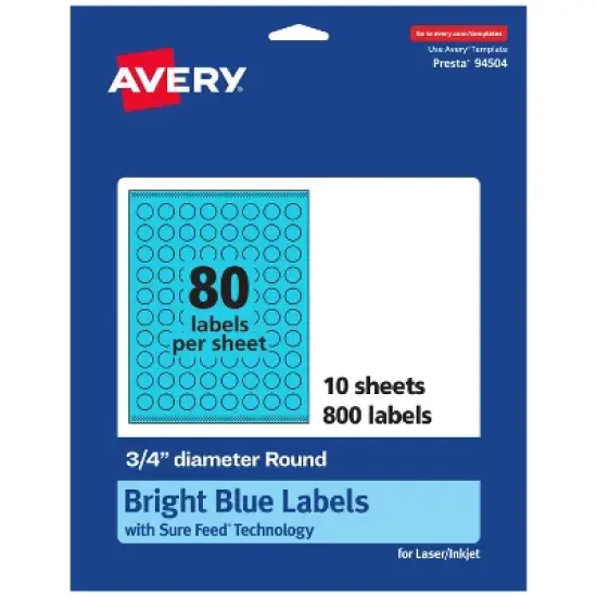 Avery Bright Blue Paper Labels, 0.75" Diameter Round image {8}