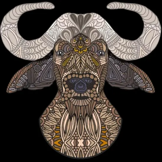 Junior's Design By Humans African Buffalo By myartlovepassion T-Shirt image {1}