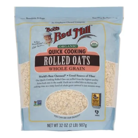 Bob's Red Mill Organic Quick Cooking Rolled Oats Whole Grain - Case of 4/32 oz image {1}