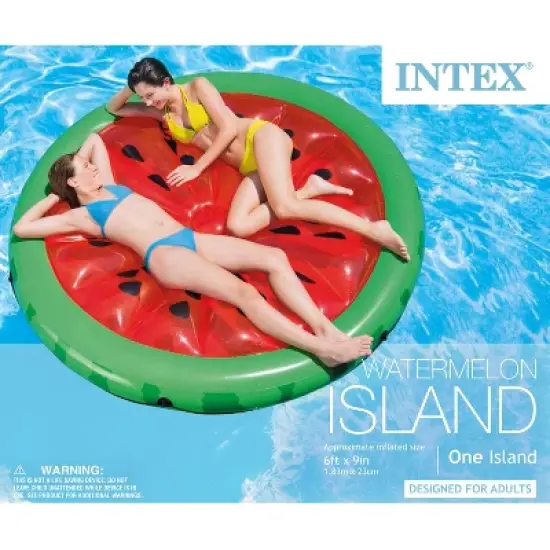 Intex Giant Inflatable 72 Inch Watermelon Island Swimming Pool Raft | 56283EP image {5}