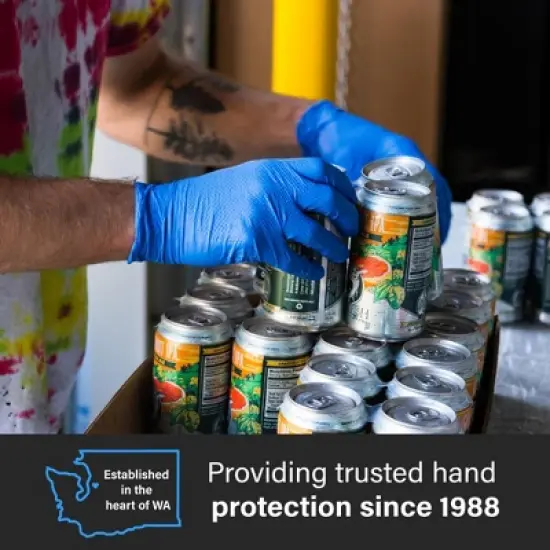 GLOVEWORKS Blue Nitrile Gloves with Raised Diamond Texture- Medium Duty, Industrial Grade - Great for Auto Detailing, Food Service, and Cleaning image {2}