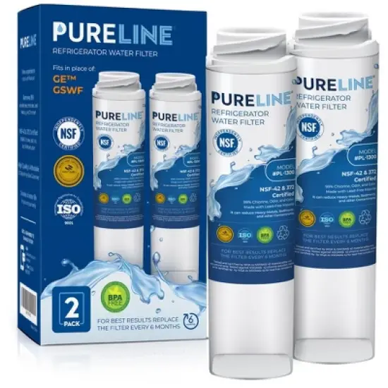 PureLine GE GSWF Refrigerator Water Filter Replacement, Also Compatible with Kenmore 46-9914, 9914, 469914, GSWFDS, AP3418061 (2 Pack) image {6}
