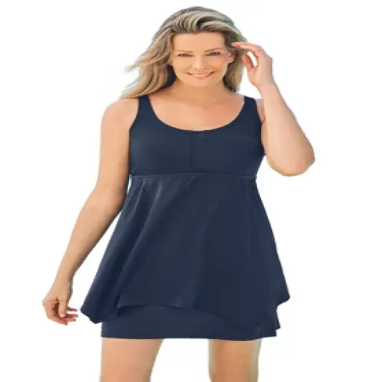 Swim 365 Women&rsquo;s Plus Size Longer-Length Tankini Top image {17}
