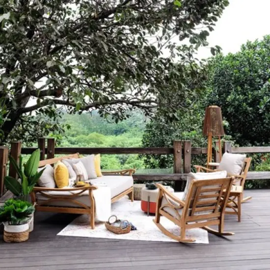 Abbington Teak Daybed with Cushion - Beige - Cambridge Casual image {1}