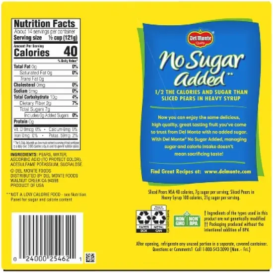 Del Monte Sliced Pears - 58oz / 4pk image {1}