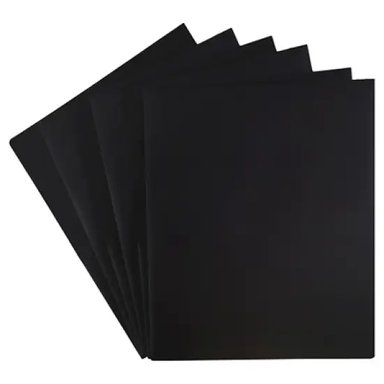 JAM 6pk 2 Pocket Heavy Duty Plastic Folders - Black image {2}
