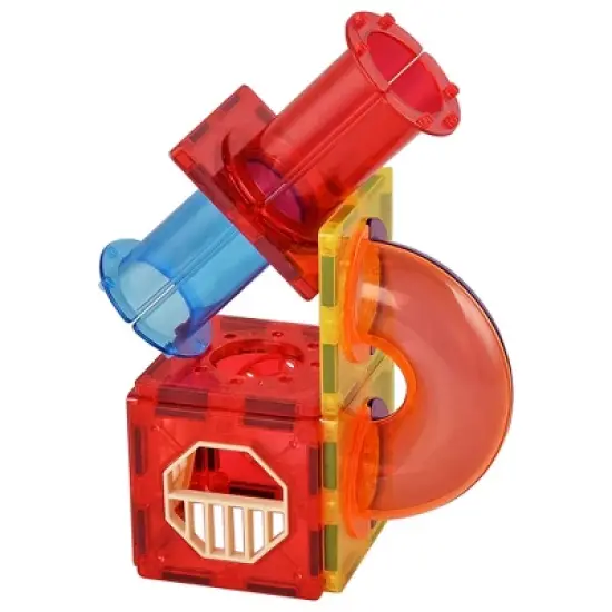 Link 72 Piece Kids Magnetic Building Blocks Tile 3D Construction Bright Colors Set - Creative Educational Toy image {5}