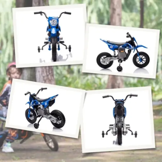 Qaba Kids Motorcycle with Twist Grip Throttle, 12V Electric Motorcycle with Training Wheels, Rear Suspension, Music for Aged 3-6 Years image {5}