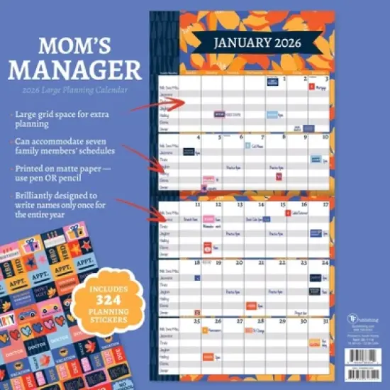 TF Publishing 13.5"x14.5" 2026 Mom's Manager Wall Calendar image {5}