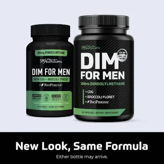 DIM 300mg For Men, Estrogen Blocker & Aromatase Inhibitor, Men&rsquo;s Hormone Balance & Fitness Booster Supplement with Diindolylmethane, SMNutrition, 60ct image {4}