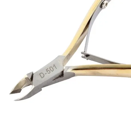 Unique Bargains Metal Gold Tone Hand Finished Tips Cuticle Nippers 4.3 x 2.4 x 0.3 Inch 1 Pc image {4}