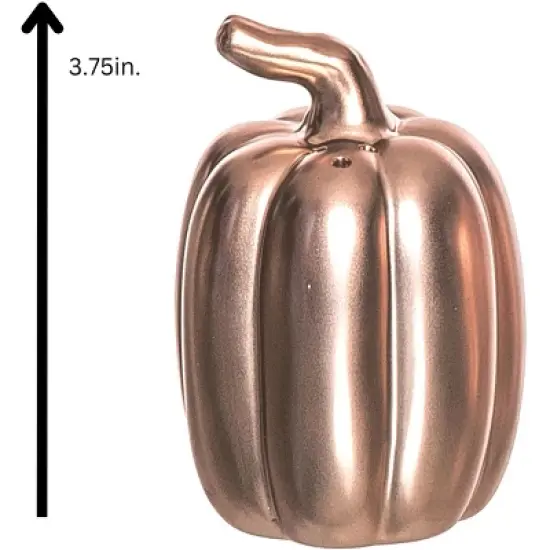 Transpac Harvest Gold Metallic Pumpkin Dolomite Salt and Pepper Shakers Collectables Gold 3.75 in. Set of 2 image {3}