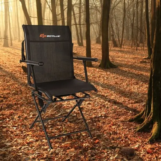 Costway Swivel Hunting Chair Foldable Mesh Chair w/ Armrests for Outdoor Activities image {3}