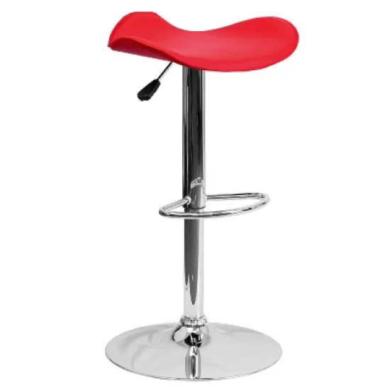 Flash Furniture Contemporary Vinyl Adjustable Height Barstool with Wavy Seat and Chrome Base image {11}