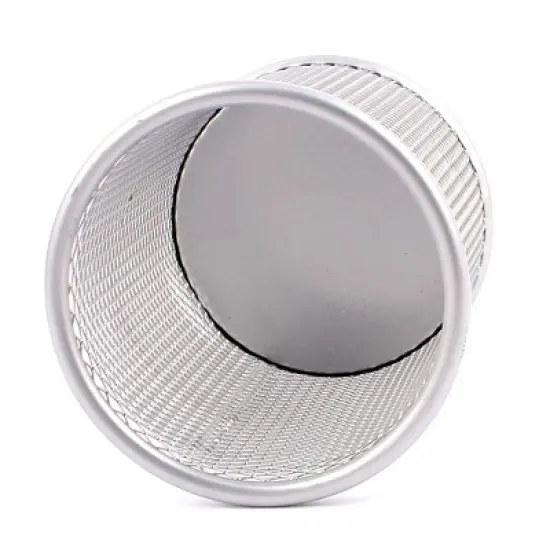 Unique Bargains Office Durable Metal Cylinder Shape Pen Holder Gray 1 Pc image {1}