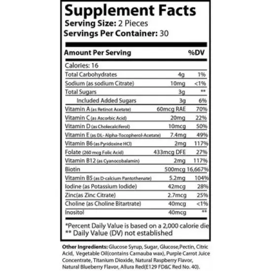 Natural Extract Natural Hair Vitamin Gimmies 60ct image {1}