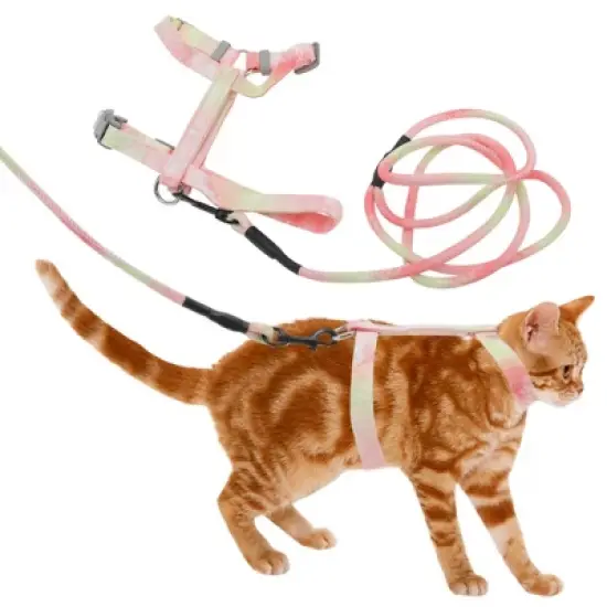 Unique Bargains Lightweight Cat Harness and Leash Set for Large and Small Cat Travel Walking Small Orange image {5}