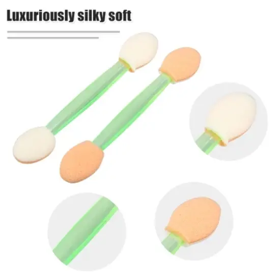 Unique Bargains Short Sponge Dual Sides Eye Shadow Makeup Brushes Applicator Light Green Clear 50 PCS image {2}