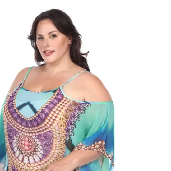 Plus Size Sheer Caftan Maxi Dress - One Size Fits Most Plus - White Mark image {4}