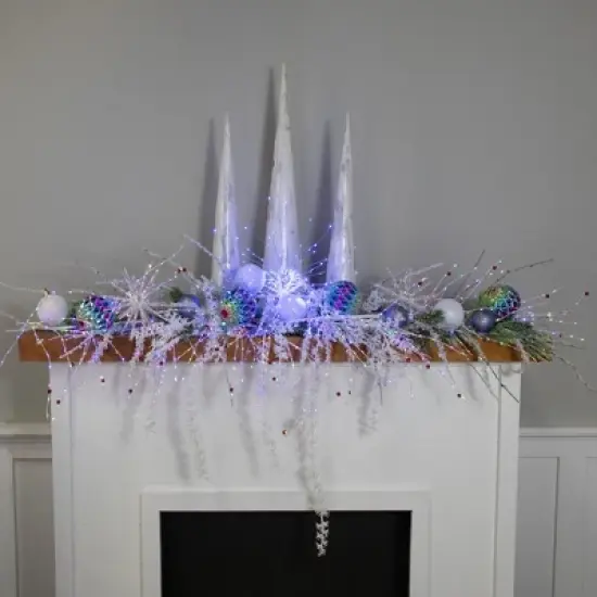 Northlight 20" LED Lighted Firework Silver Branch Christmas Decoration - Blue Lights image {1}