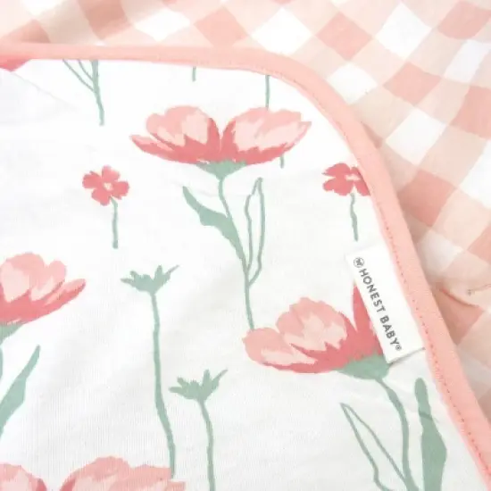 Honest Baby Organic Cotton Lightweight Knit Quilt - Strawberry Pink Floral image {2}
