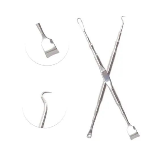 Unique Bargains Hook Tip Pimple Extractor 5.11" Silver Tone 1 Set image {2}