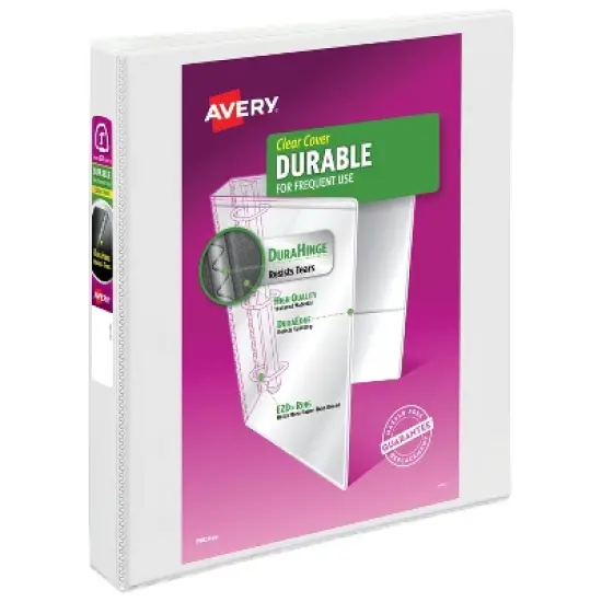 Avery Durable View 3 Ring Binder, 1"  EZD Rings, 1 White Binder (09301) image {7}