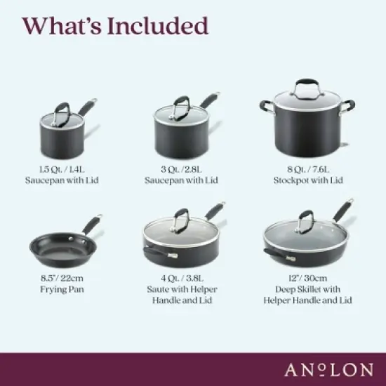 Anolon Advanced Home 11pc Hard Anodized Nonstick Cookware Set Onyx image {2}