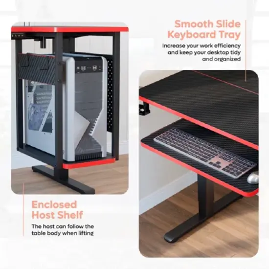 Bestier 57" Standing Computer Desk, Height Adjustable Desk with Keyboard Tray & Host Shelf for Home Office, L-Shaped Gaming Desk with Pegboard image {4}