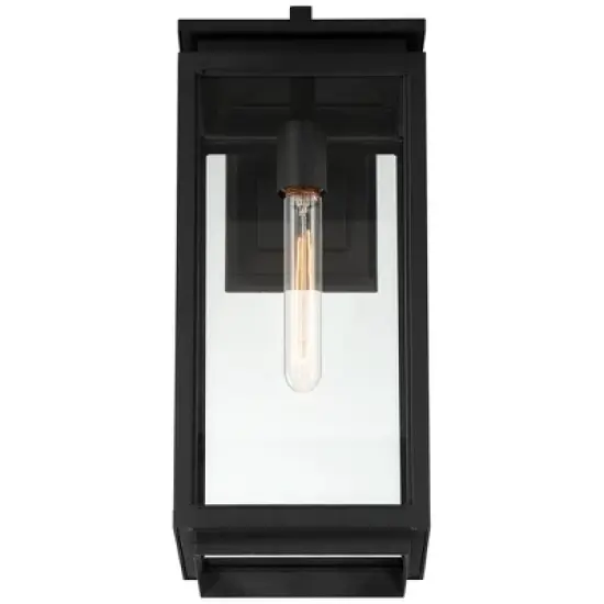 Possini Euro Design Modern Outdoor Wall Light Fixture Matte Black 18" Clear Glass for Post Exterior Barn Deck House Porch Yard image {7}
