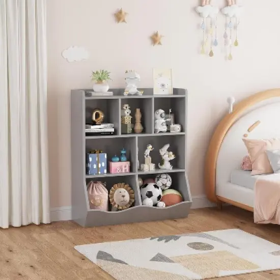 Acekool 3-Tier Kids Bookshelf & Toy Storage Cabinet, Multi-Cubby Organizer for Bedroom, Playroom, Classrooms, 2-Pack image {5}