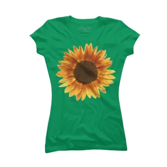 Junior's Design By Humans Sunflower By Maryedenoa T-Shirt image {10}