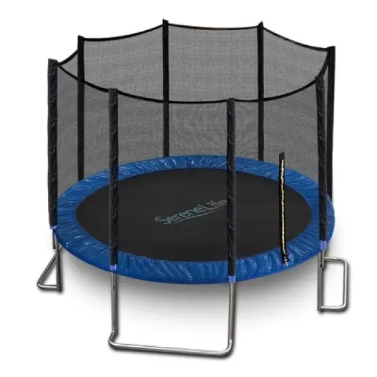 SereneLife 8ft Outdoor Jumping Trampoline with Safety Net Enclosure SLTRA8BL - Large Jumping Surface image {7}