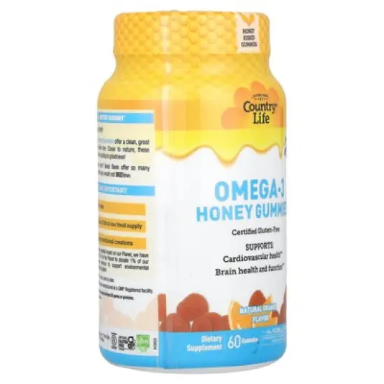 Country Life Omega-3 Honey Gummies, Natural Orange, 60 Gummies image {3}