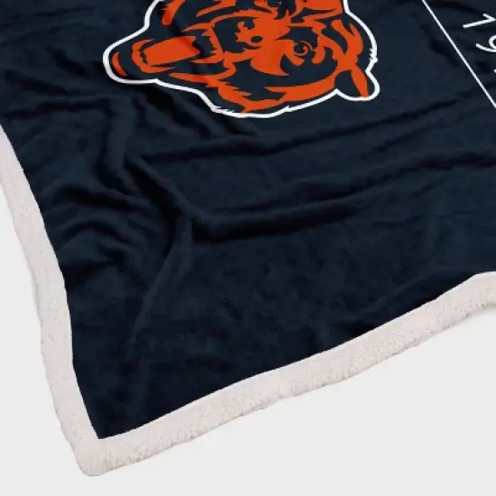 NFL Chicago Bears Legacy Script Sherpa Flannel Fleece Blanket image {2}