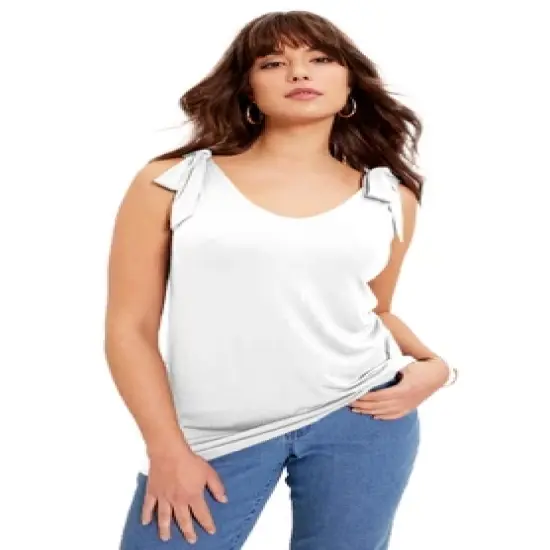 June + Vie by Roaman's Women&rsquo;s Plus Size Tie-Sleeve Tank image {3}
