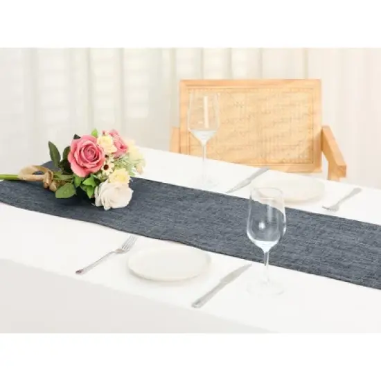 Unique Bargains Daily Home Decoration Long Faux Linen Table Runner Solid Color 1 Pack image {1}