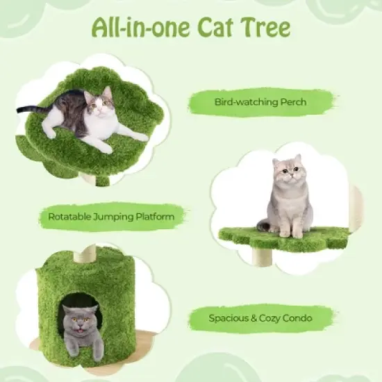 Tangkula 38" Cute Cat Tree Cat Condo Furniture w/ Fully Wrapped Sisal Scratching Posts image {6}