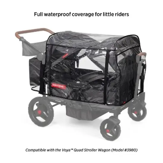 Radio Flyer Rain Cover with Bag for Voya Quad Stroller Wagon - Clear/Black image {1}