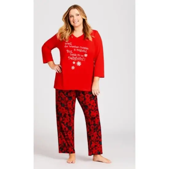 Women's Plus Size Slogan Sleep Top - red | AVENUE image {1}