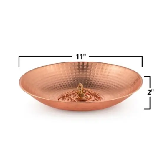 Marrgon 11" Copper Anchoring Basin - Hammered Metal Bowl for Rain Chain Downspouts image {1}