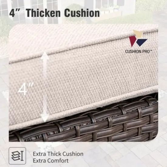 Captiva Designs 6pc Outdoor Patio Wicker Rattan Fire Pit Set with Cushioned Ottomans and Single Sofas image {8}