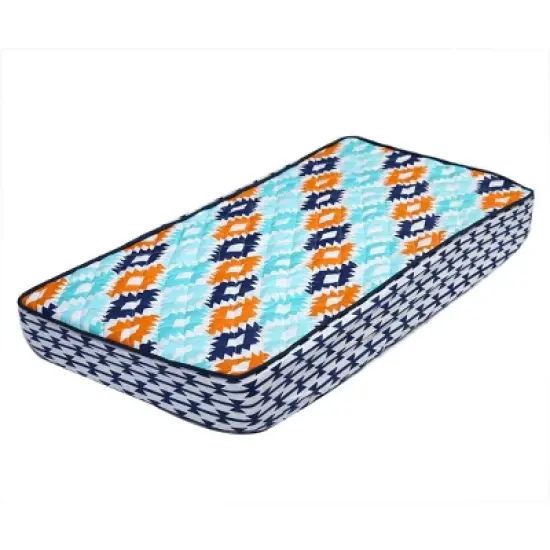 Bacati - Liam Printed Kilim Aqua/Orange/Navy Quilted Changing Pad Cover image {7}