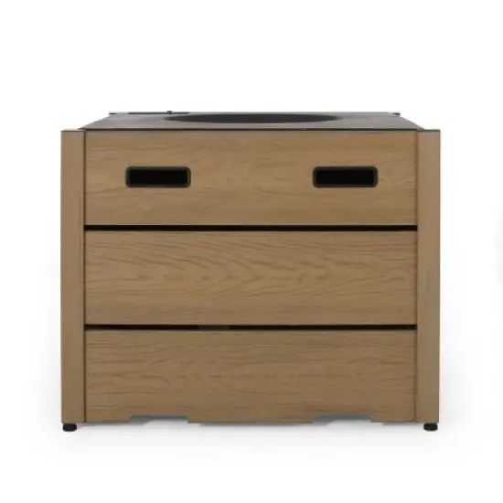 Archie Outdoor Square Fire Pit - Brown - Christopher Knight Home image {7}