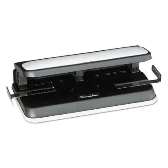 Swingline 32-Sheet Easy Touch Two- to Three-Hole Punch with Cintamatic Centering, 9/32" Holes, Black/Gray image {6}