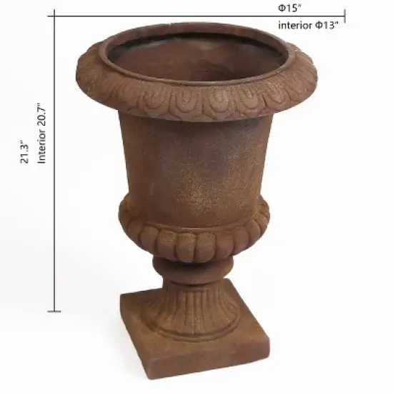 LuxenHome Rustic Brown MgO Indoor/Outdoor Urn Planter, 21.3" H image {4}