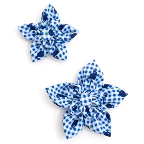 The Worthy Dog Gingham Whales Flower Accessory image {2}