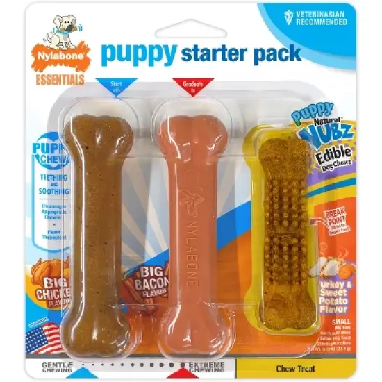 Nylabone Puppy Starter Pack Dog Toy - Brown image {4}