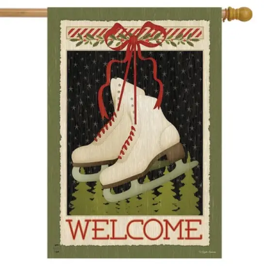 Briarwood Lane Winter Ice Skates House Flag Primitive Welcome 28" image {1}