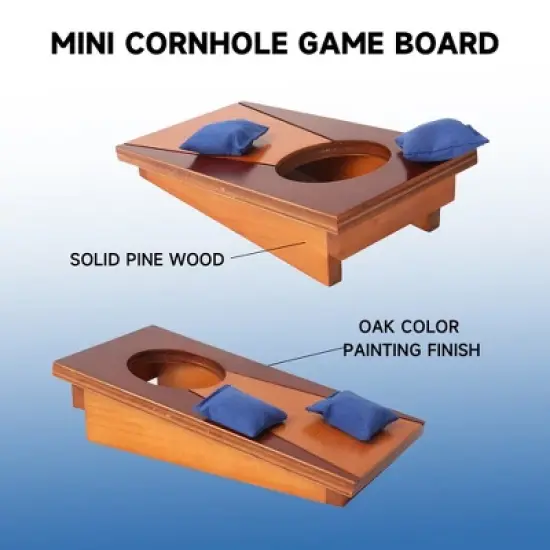 GSE 10"x5" Mini Tabletop Cornhole Toss Game Set with 8 Bean Bags, Wooden Desktop Corn Hole Game Set image {1}